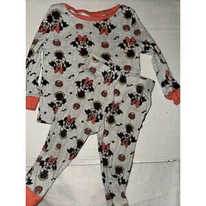 Toddler Girl's Size 12 Months Minnie Mouse Halloween Snug Fit Pajama Set gray